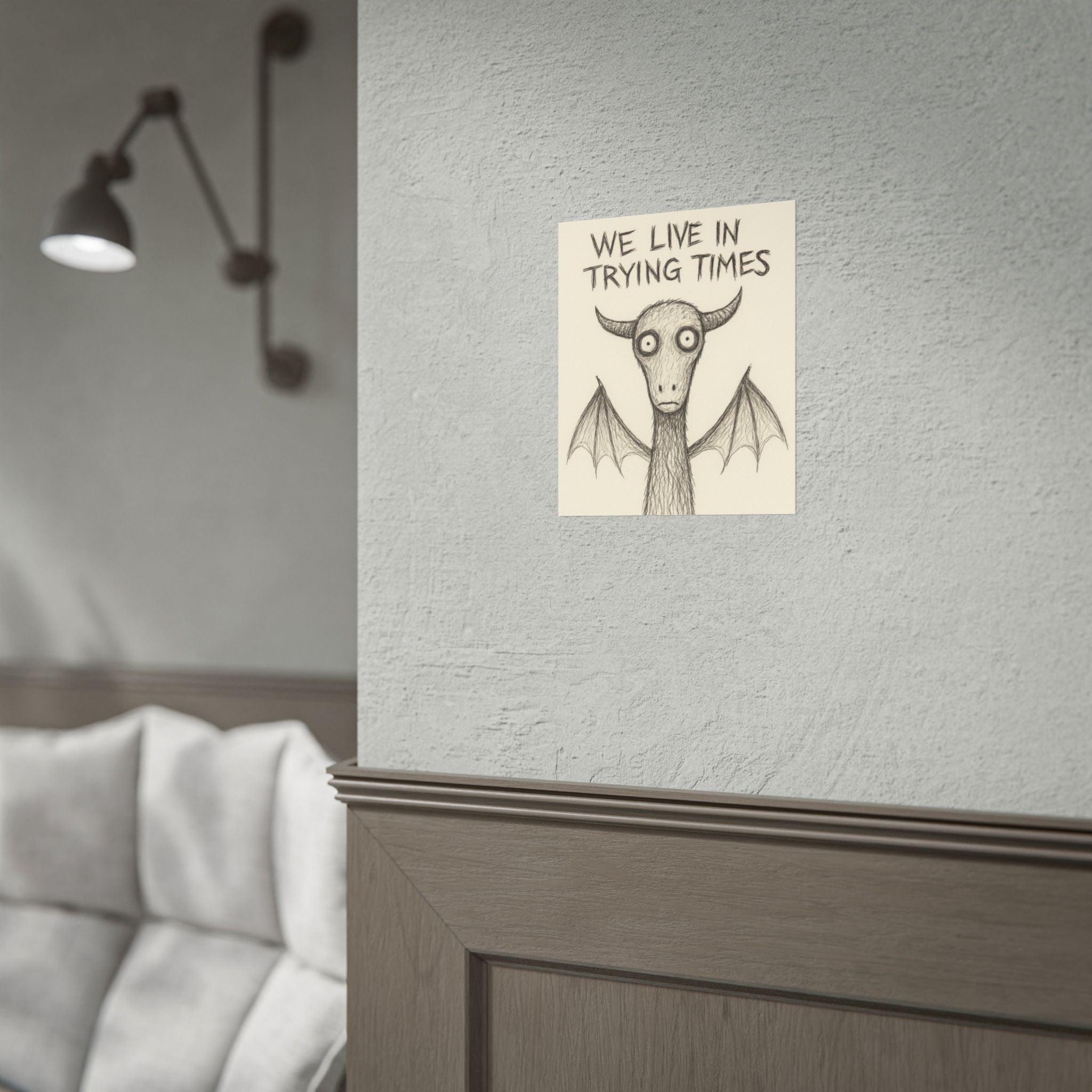 Jersey Devil Poster — "We Live in Trying Times" Cartoon Print