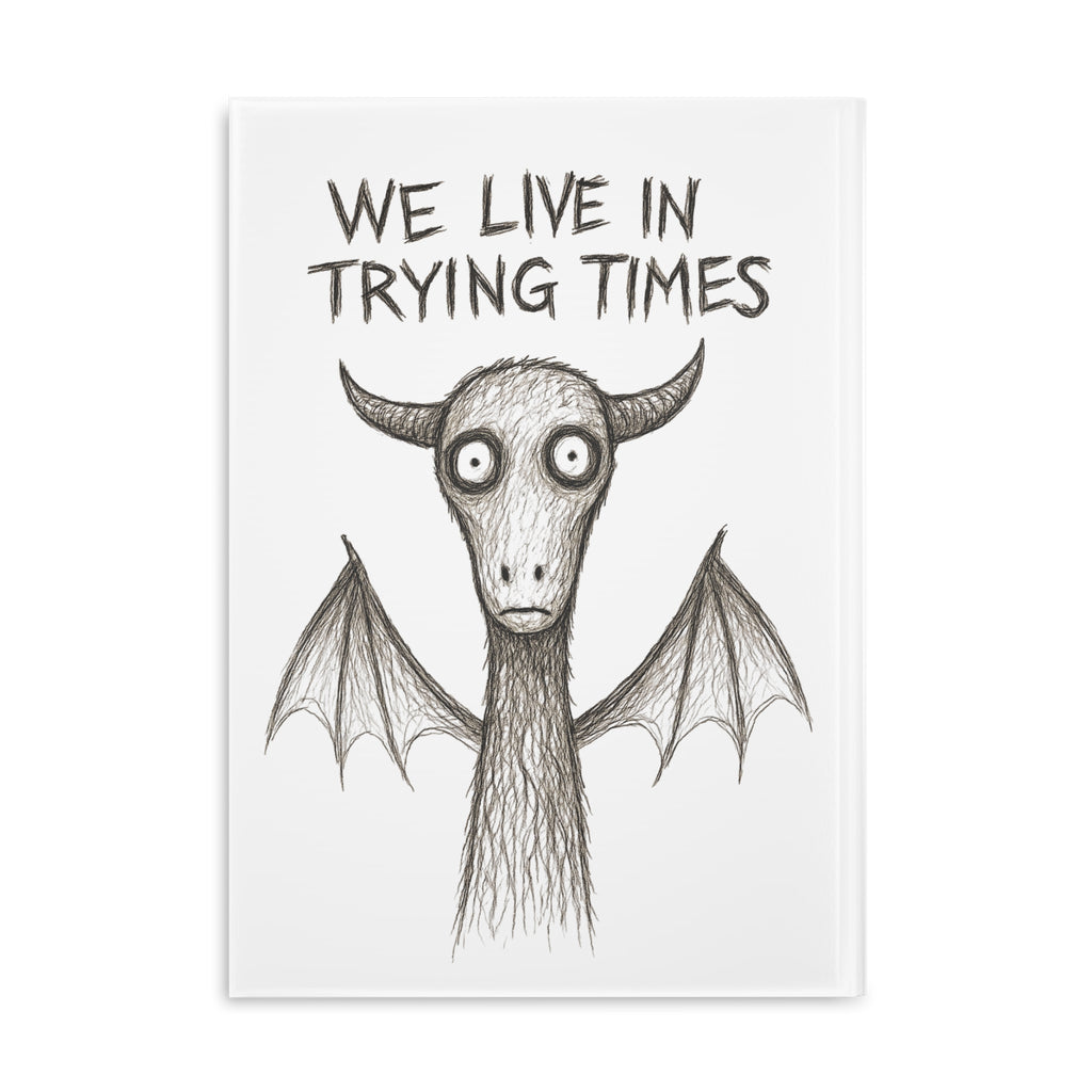 Hardcover Notebook — "We Live in Trying Times" Jersey Devil Illustration