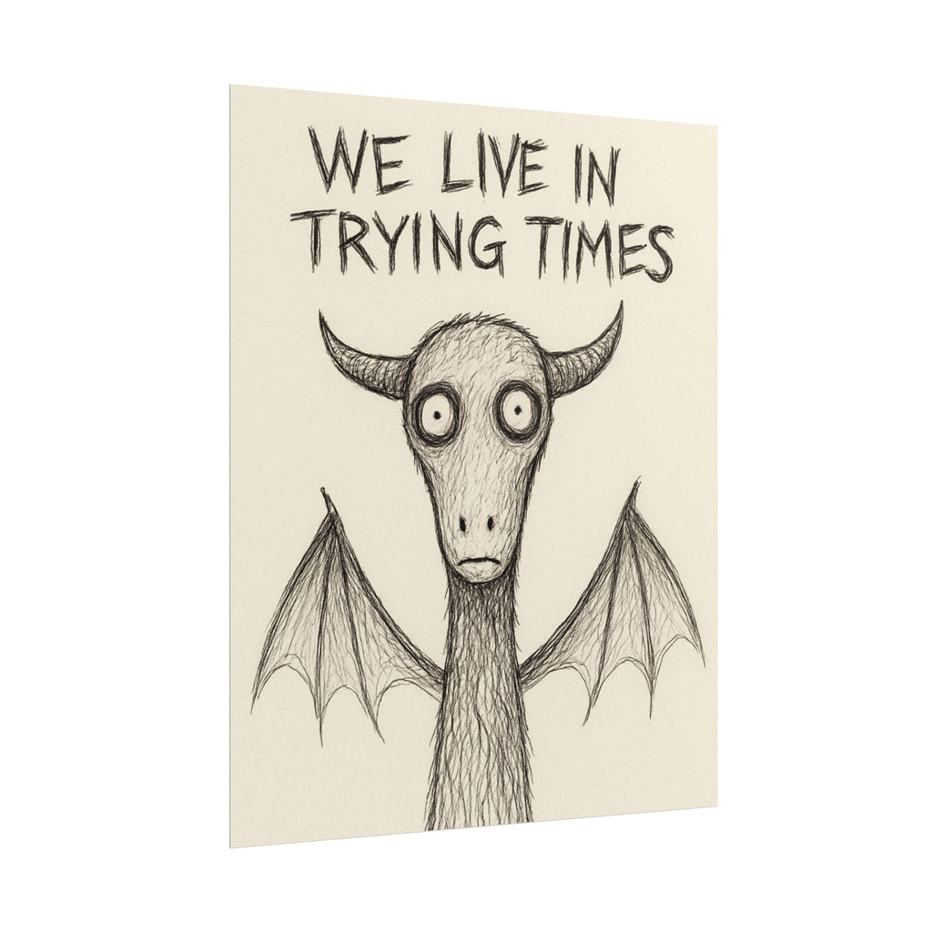 Jersey Devil Poster — "We Live in Trying Times" Cartoon Print