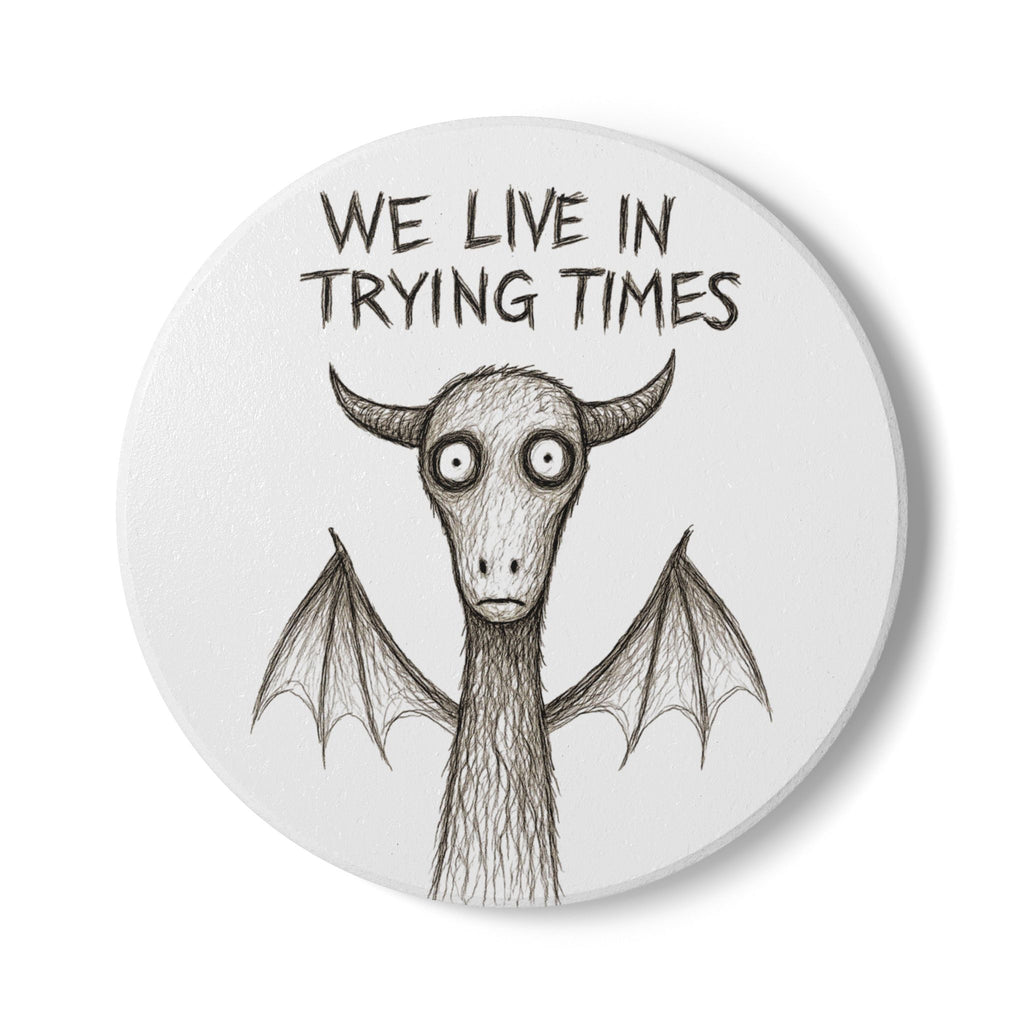 Jersey Devil "We Live in Trying Times" Ceramic Coaster