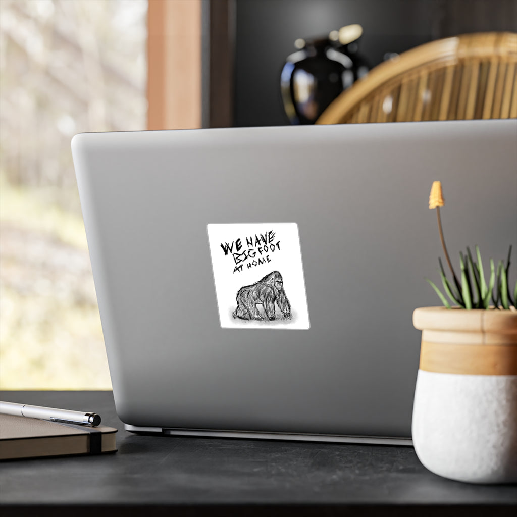 Gorilla Sketch Decal — "We Have Bigfoot At Home" Kiss-Cut Vinyl Sticker