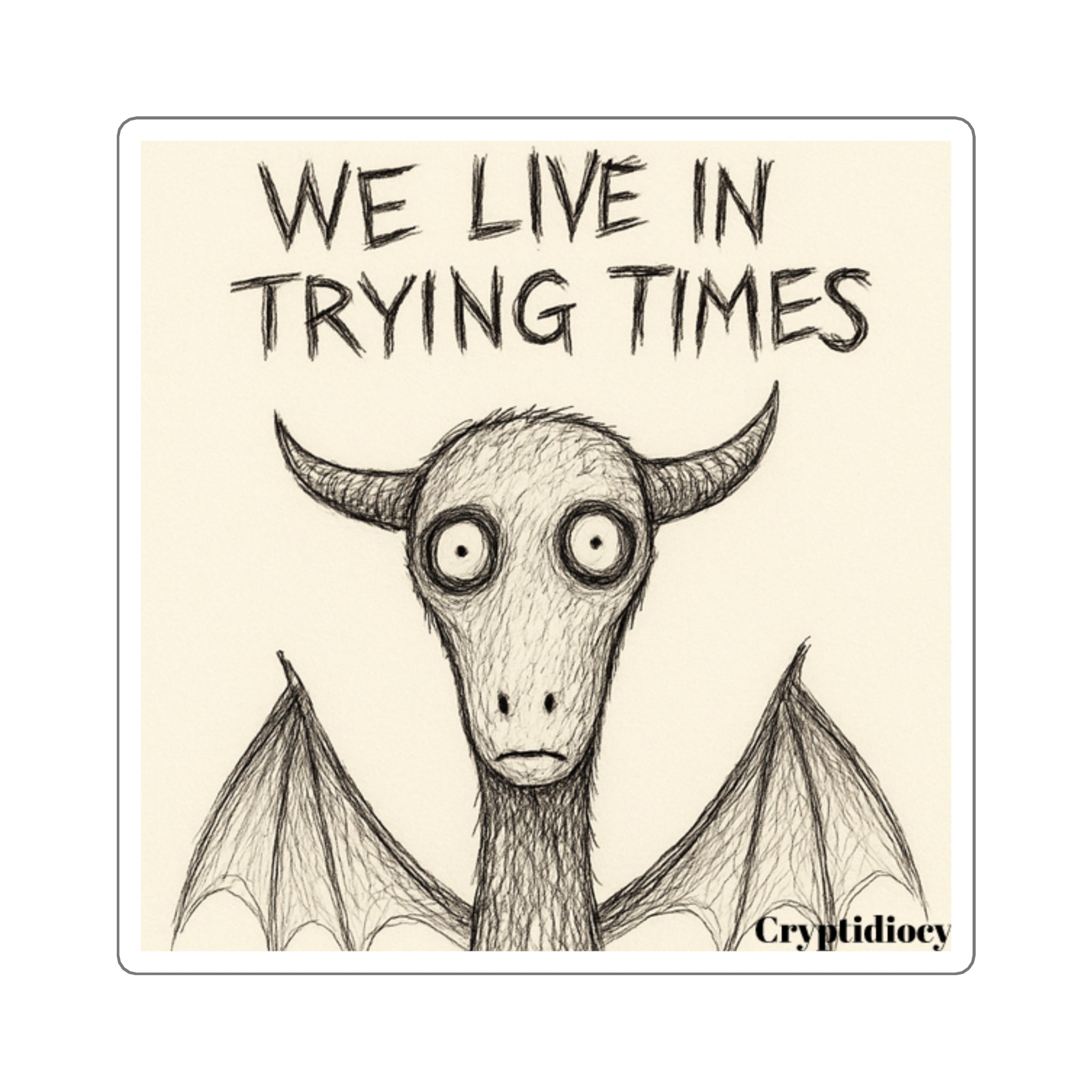 Jersey Devil 'We Live in Trying Times' Square Sticker