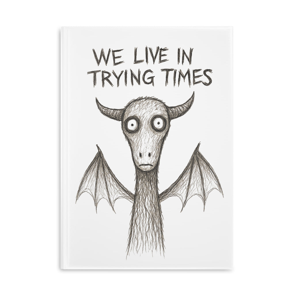 Hardcover Notebook — "We Live in Trying Times" Jersey Devil Illustration