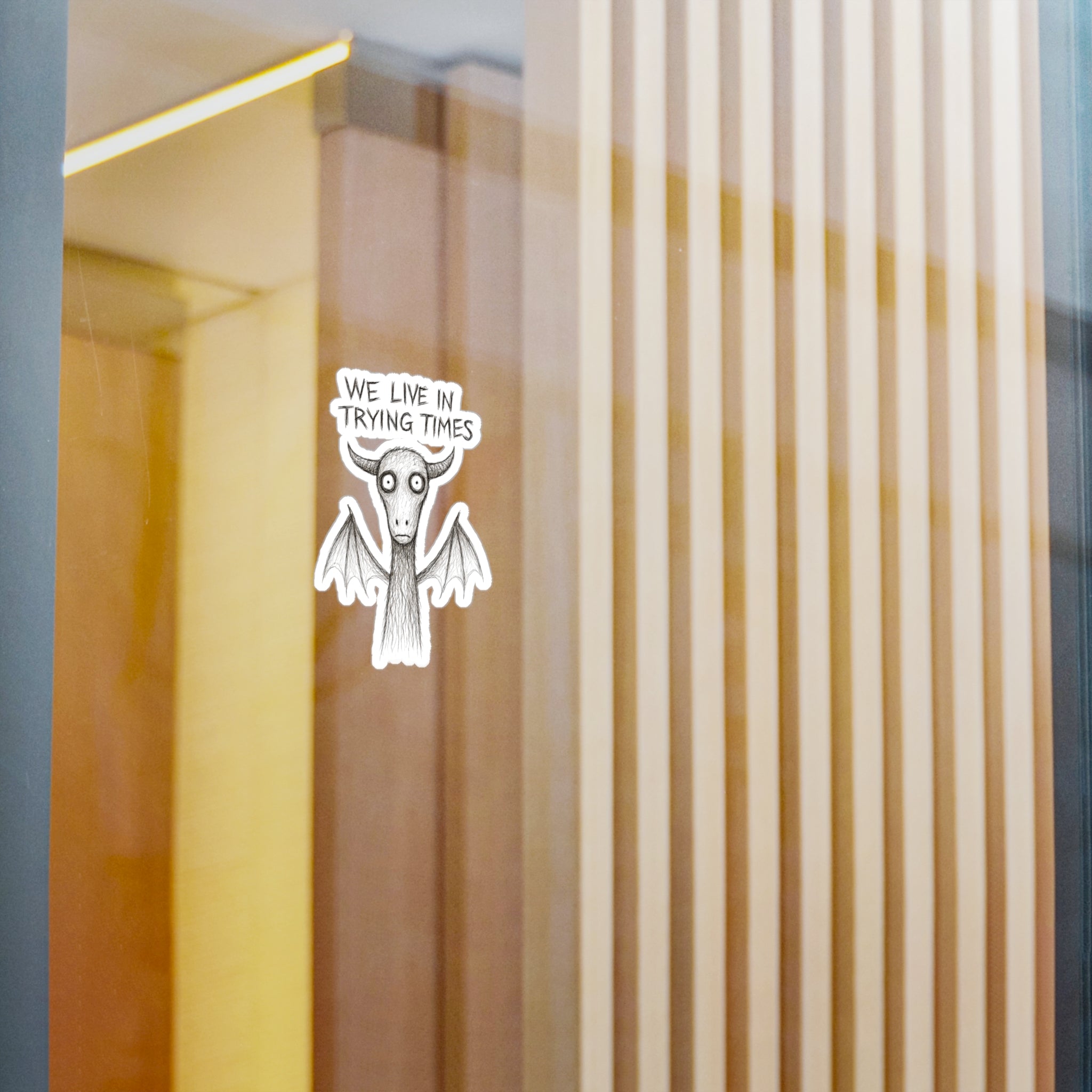 Jersey Devil Kiss-Cut Vinyl Decal — "We Live in Trying Times"