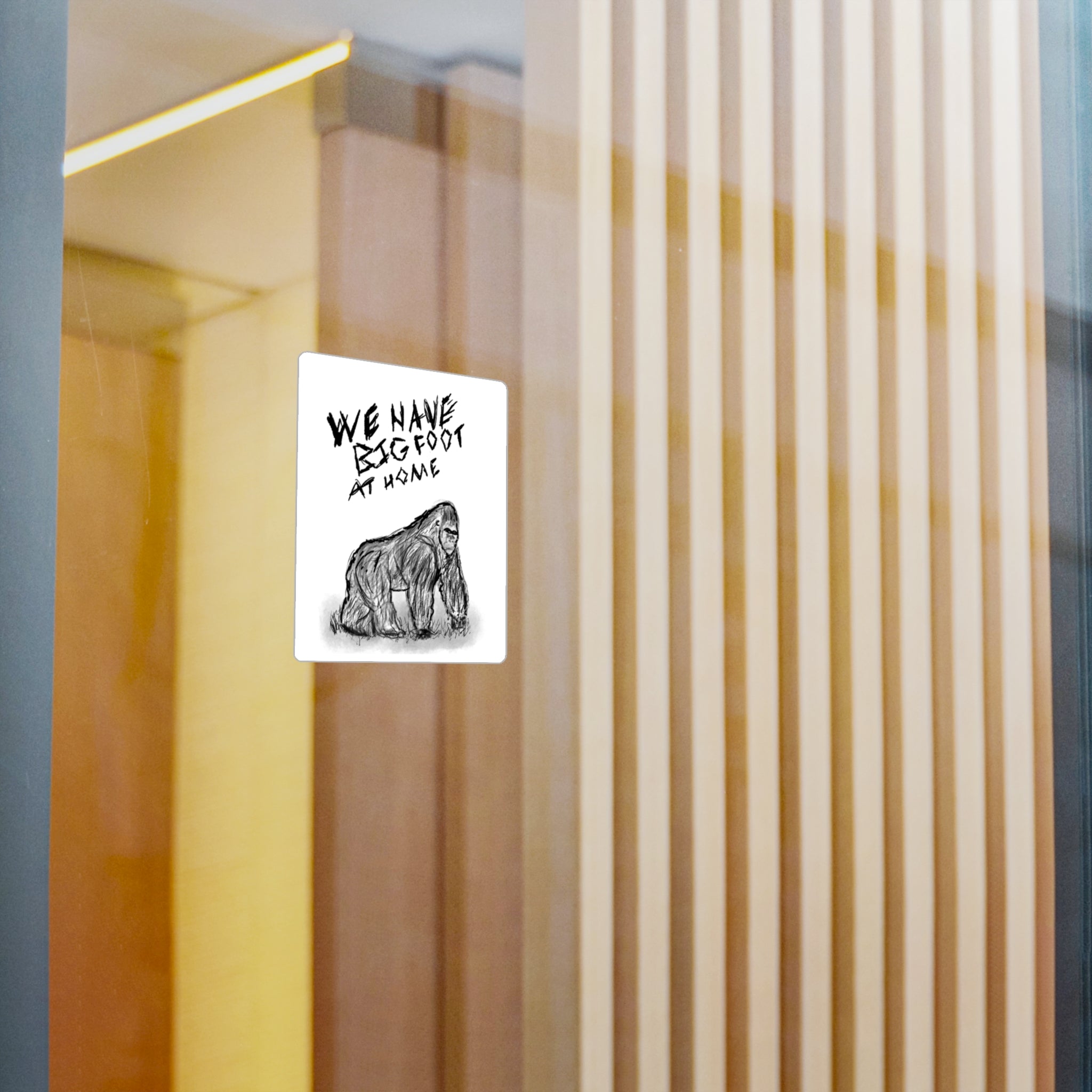 Gorilla Sketch Decal — "We Have Bigfoot At Home" Kiss-Cut Vinyl Sticker