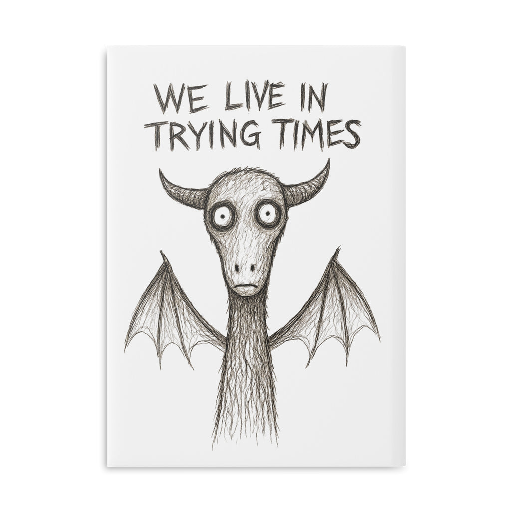 Hardcover Notebook — "We Live in Trying Times" Jersey Devil Illustration
